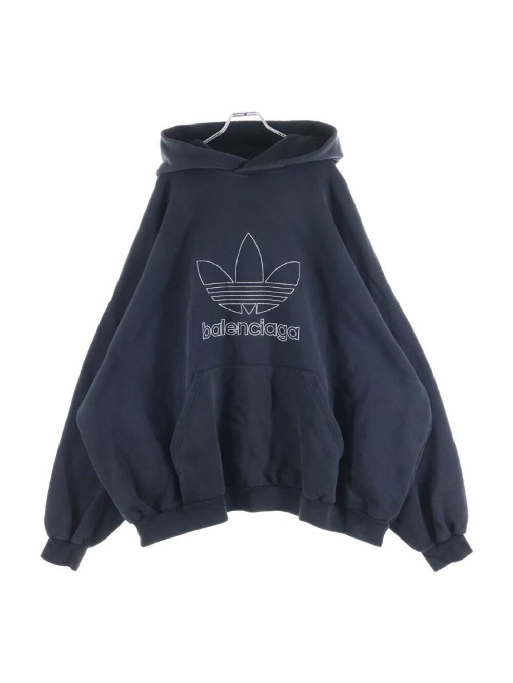 Balenciaga x Adidas Hoodie Large Fit Logo Print Pullover Black